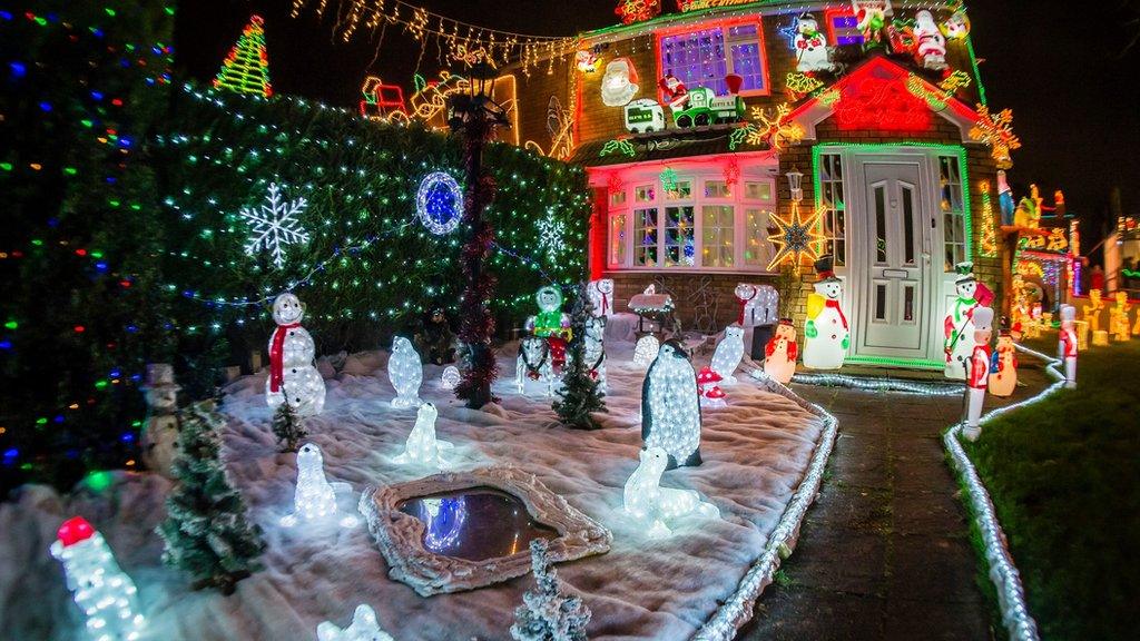 Christmas lights at a house in Brentry, Bristol