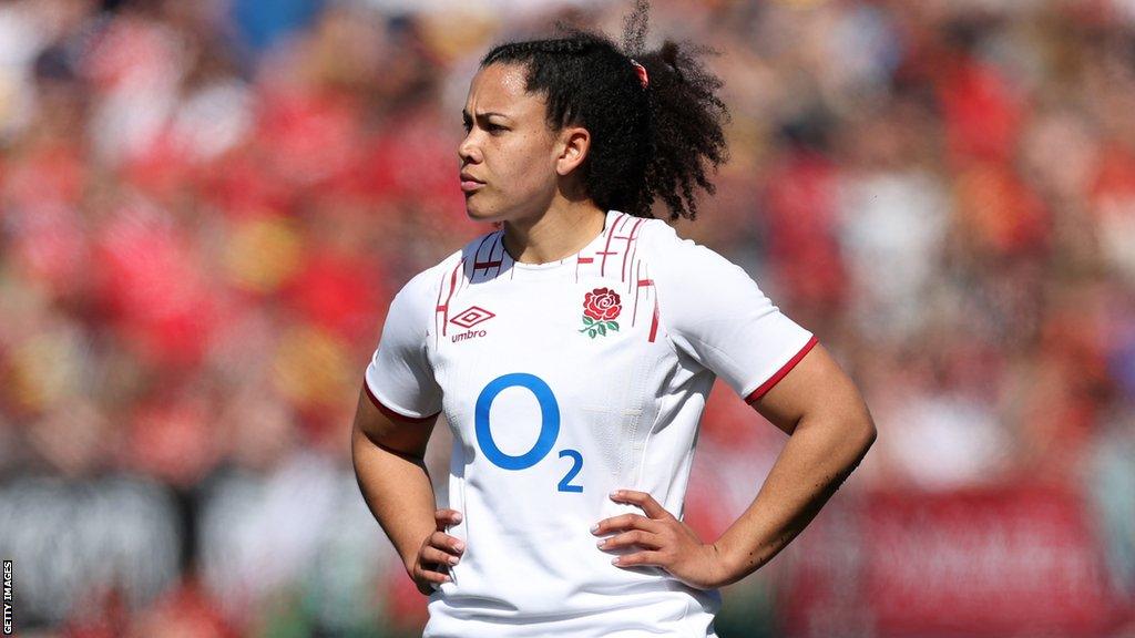 Tatyana Heard playing for England in the 2023 Six Nations