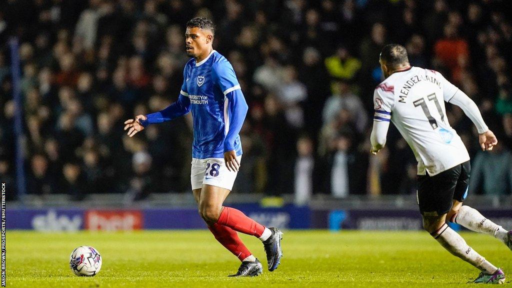 Tino Anjorin playing for Portsmouth