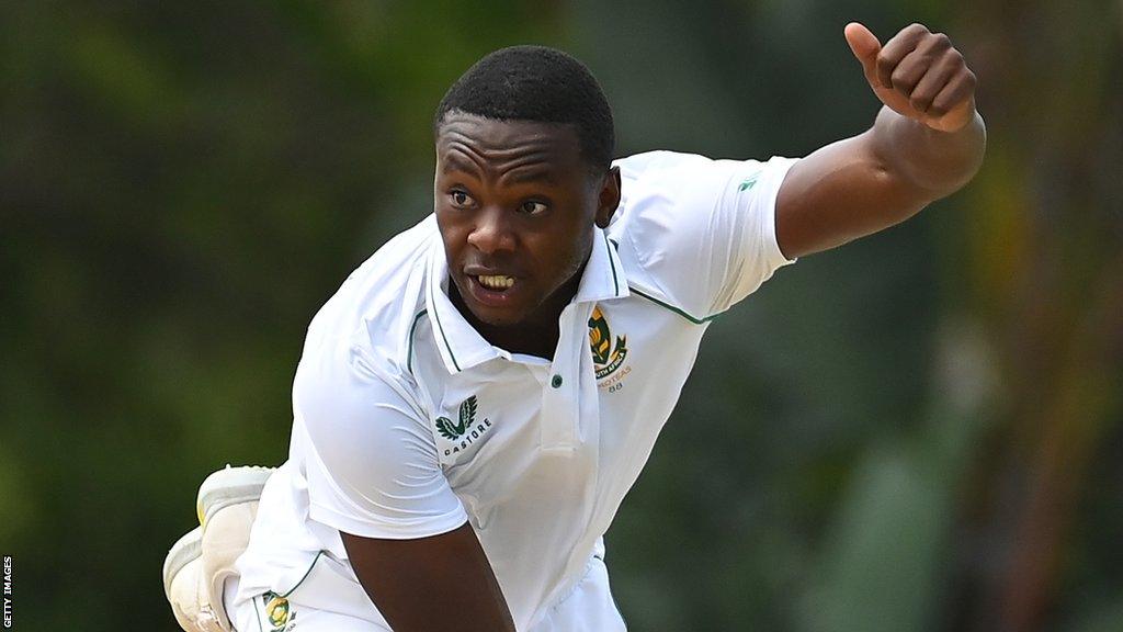 South Africa's Kagiso Rabada in warm-up match in Australia