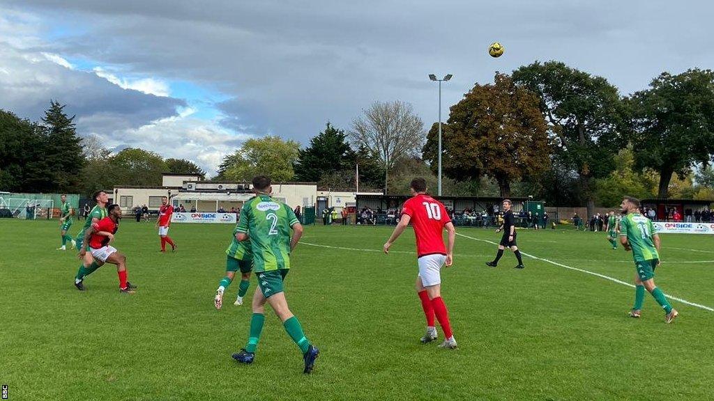 Guernsey FC in action at Hanworth Villa