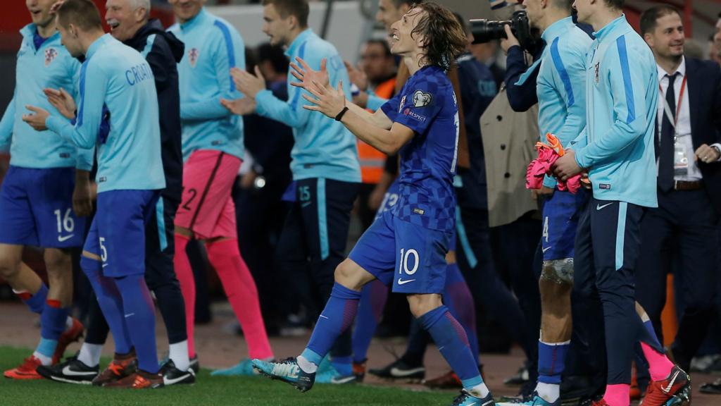 Croatia celebrate getting through to the World Cup