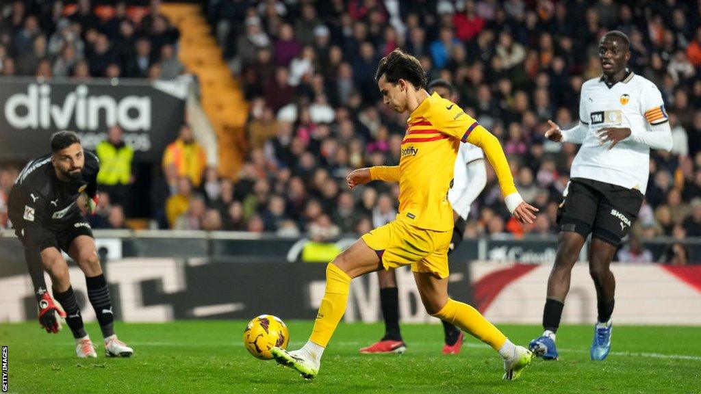 Joao Felix scores for Barcelona against Valencia