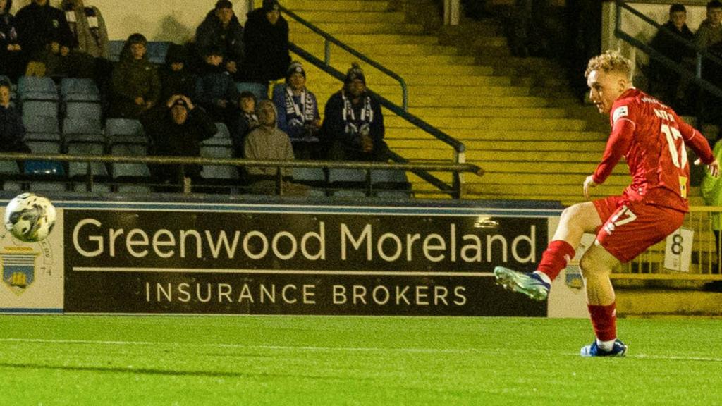 Owen Moffat scores for Dunfermline against Morton