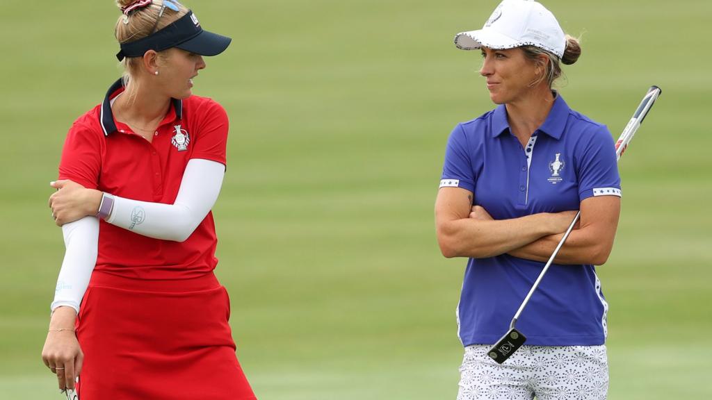 Jessica Korda and Mel Reid in Solheim Cup action