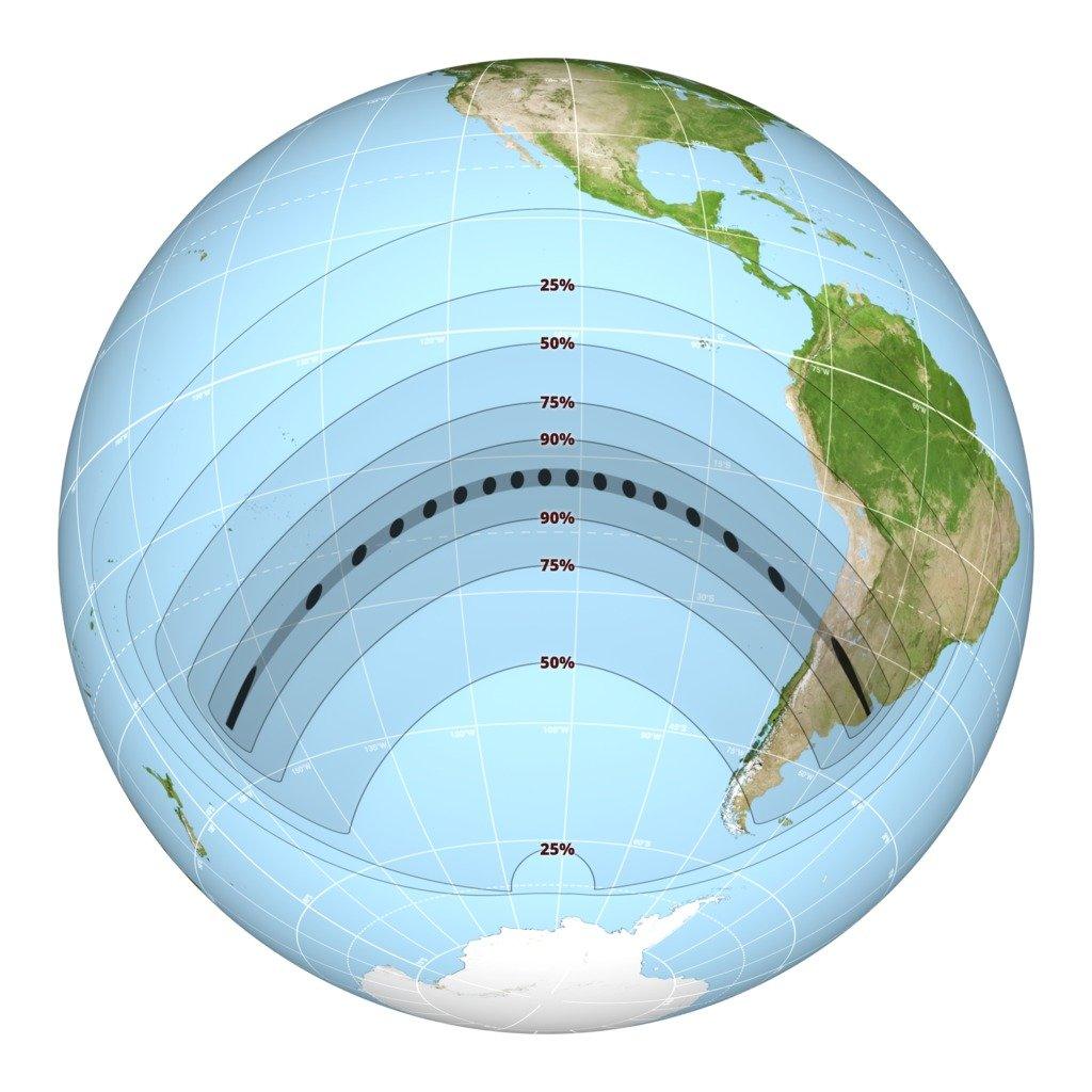 A map of the solar eclipse path.