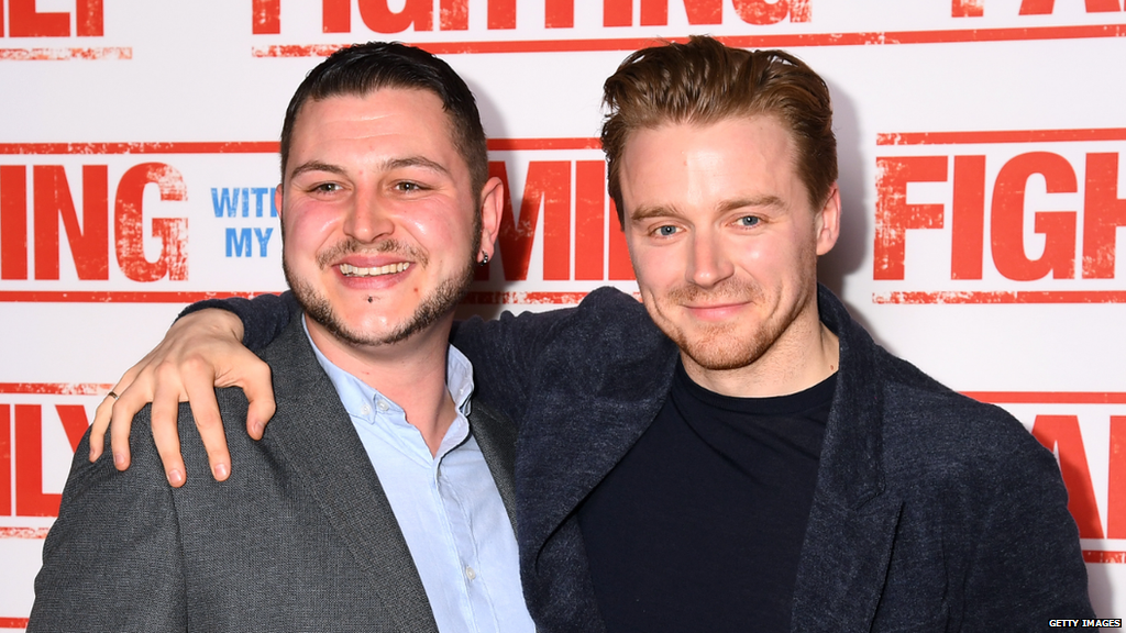 Wrestler Zak Bevis with actor Jack Lowden