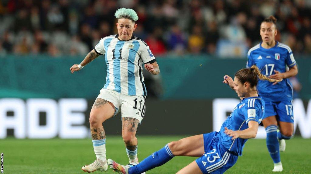 Yamila Rodriguez in action during Argentina's 1-0 defeat by Italy