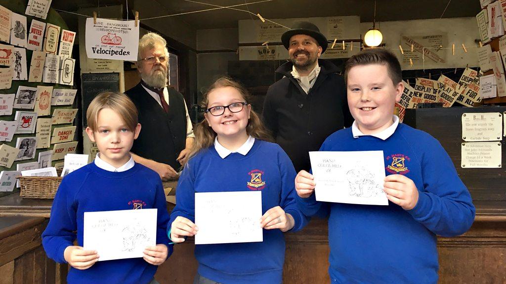 Children in Victorian print shop