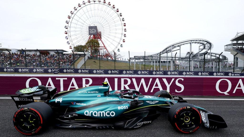 Fernando Alonso on track at the Japanese Grand Prix at Suzuka