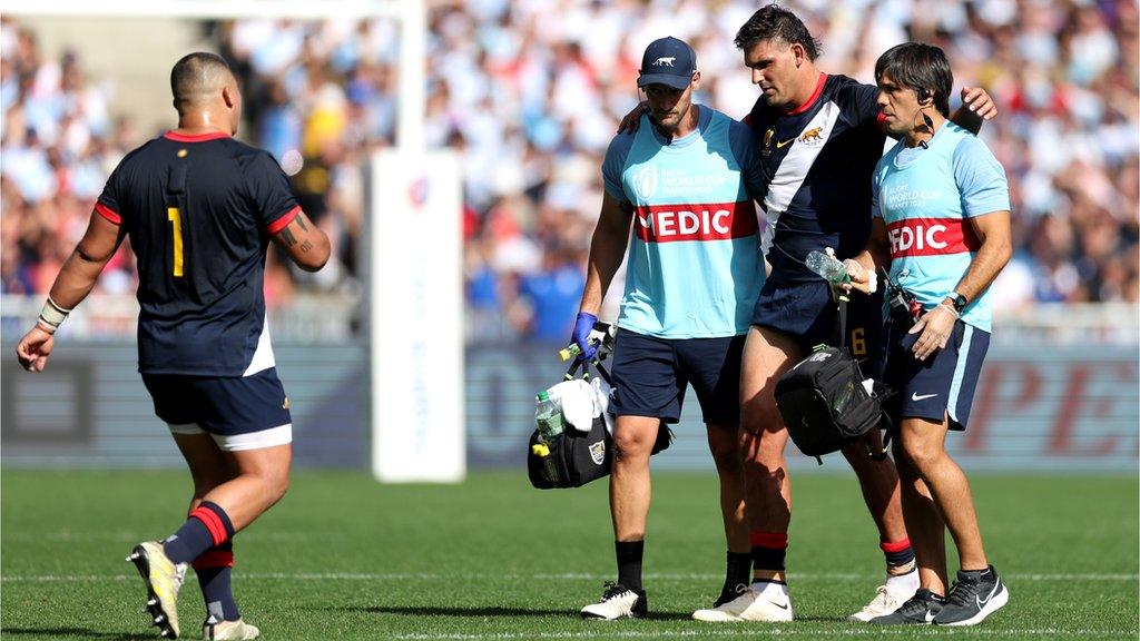 Argentina's Pablo Matera limps off against Japan