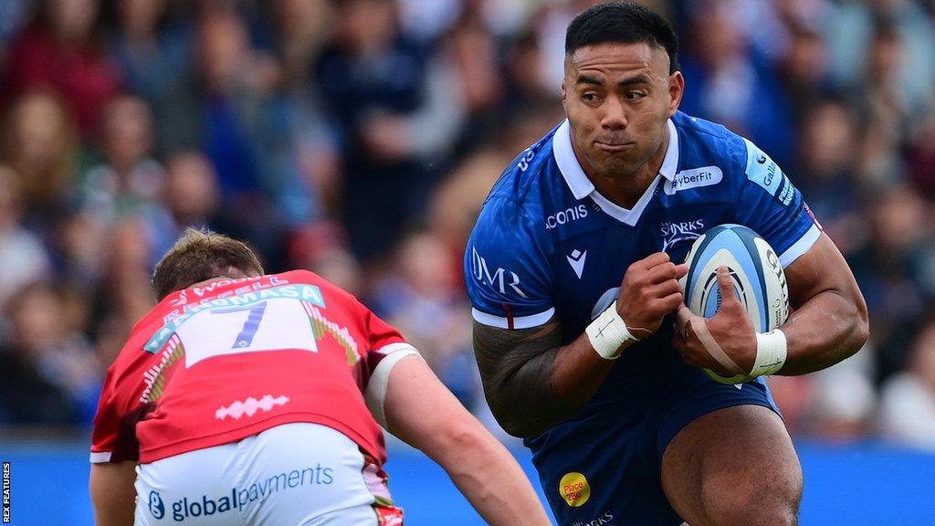 Manu Tuilagi in action for Sale Sharks