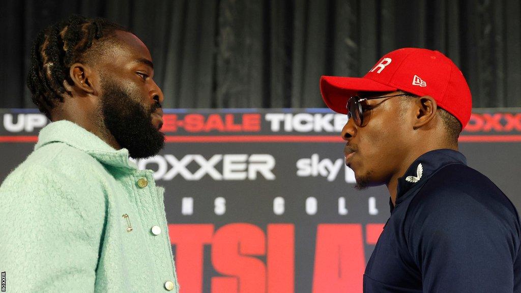 Joshua Buatsi faces off with Dan Azeez at a news conference