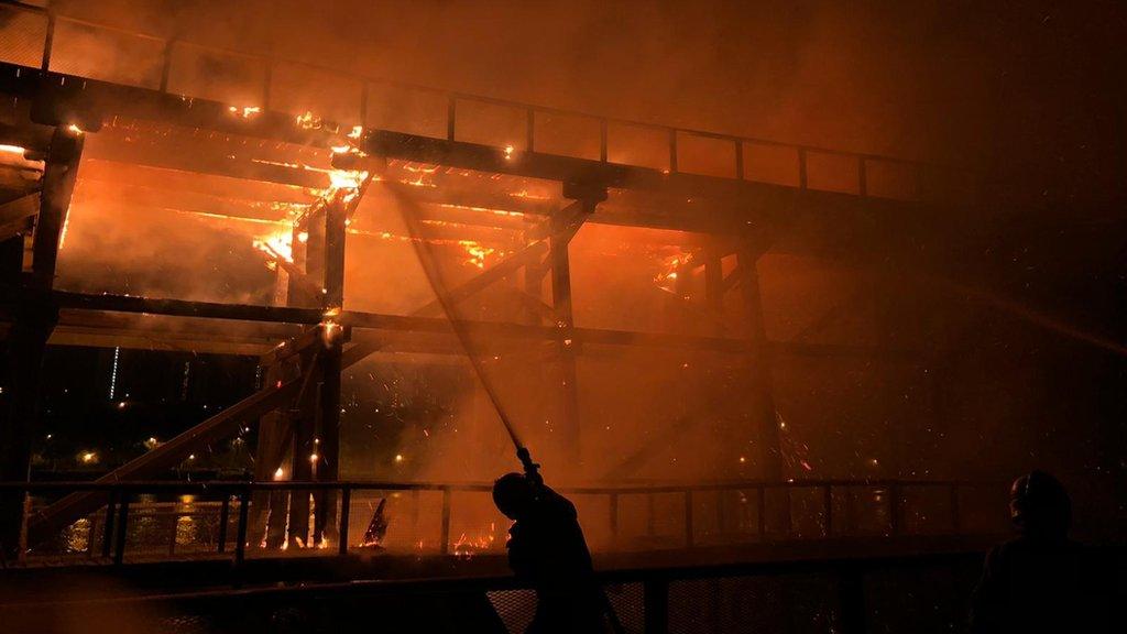 Dunston Staiths on fire