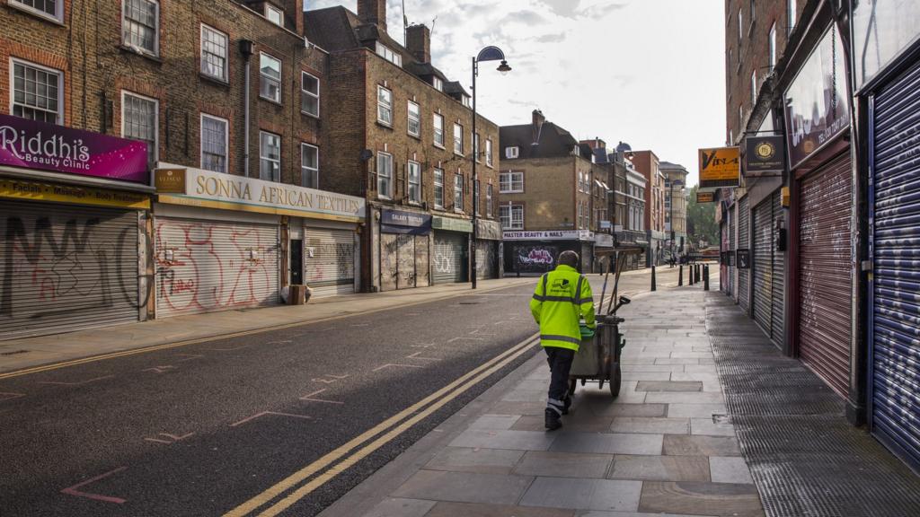 Shuttered shops in London