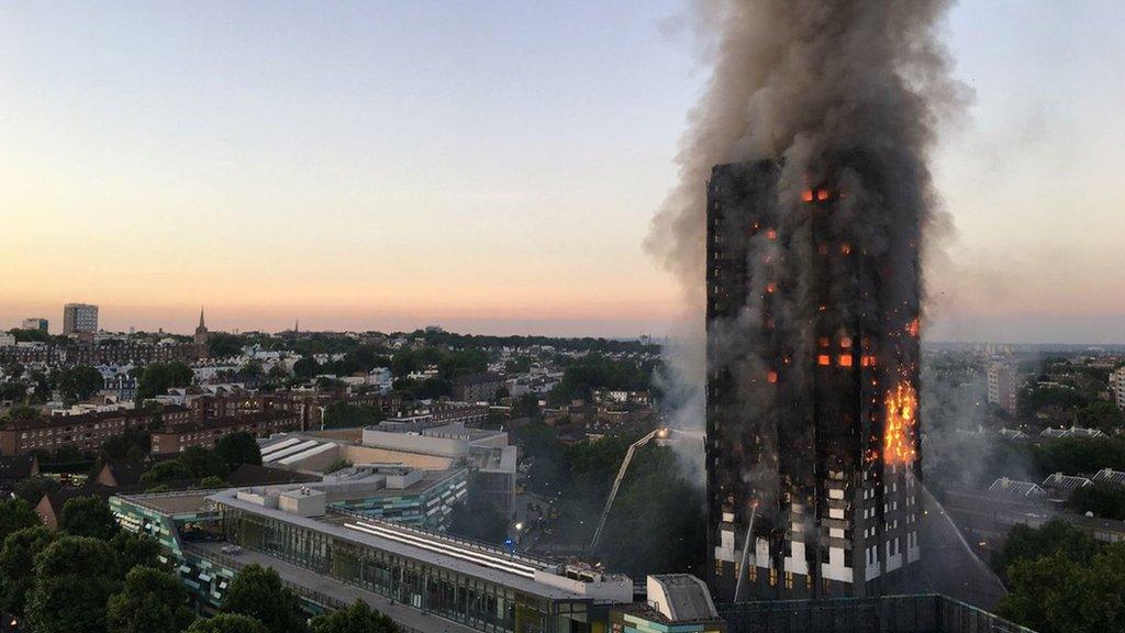 Grenfell Tower on fire