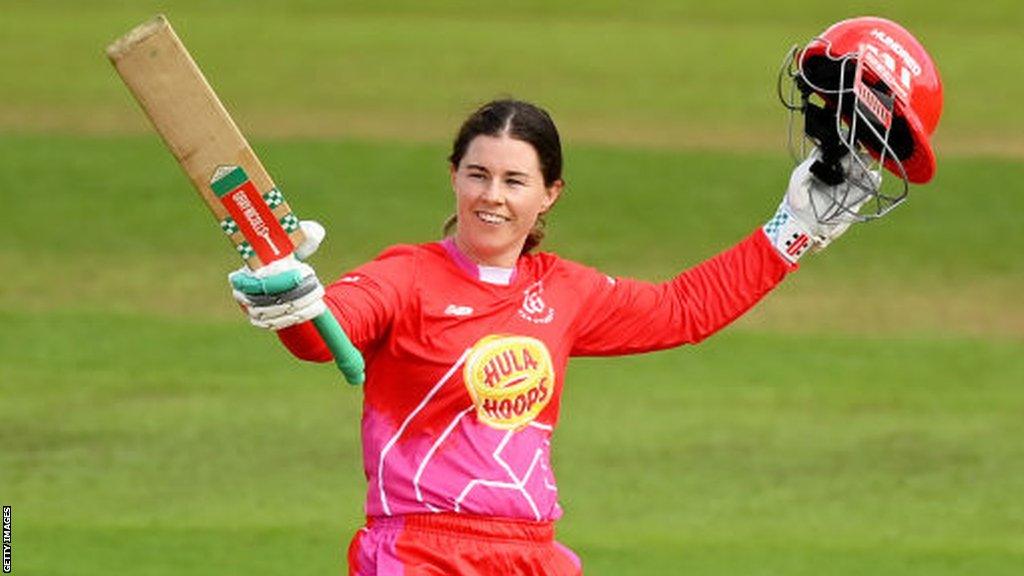 Welsh Fire's Tammy Beaumont salutes the crowd