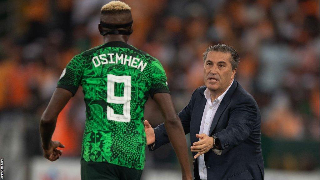 Jose Peseiro and Victor Osimhen at Afcon 2023