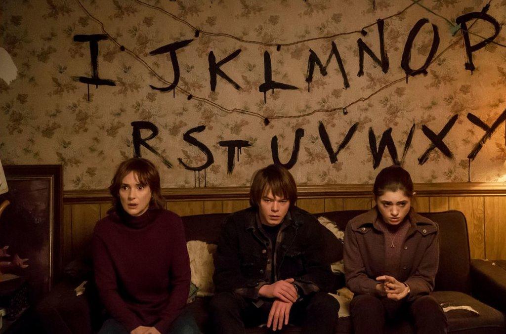 Winona Ryder, Charlie Heaton and Natalia Dyer in Stranger Things