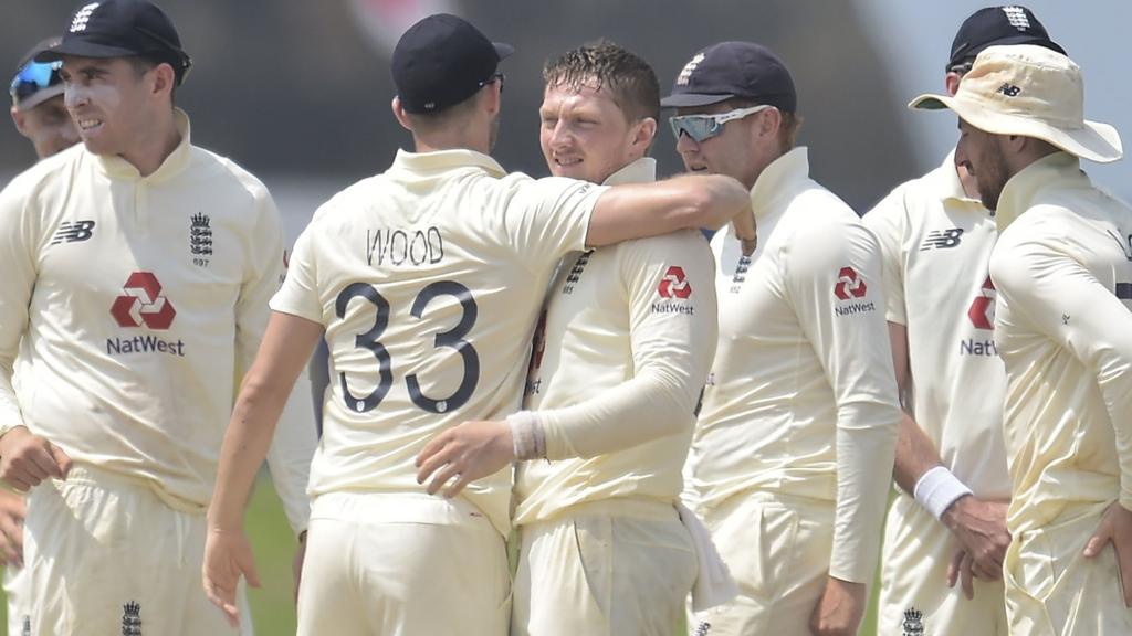 England celebrate a wicket