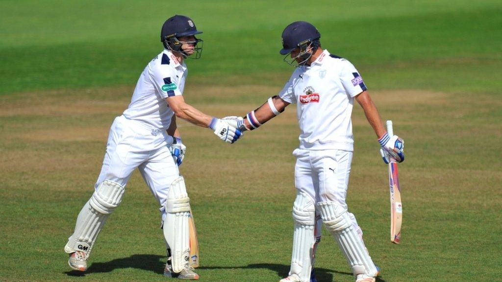 Jimmy Adams' second-wicket stand of 159 with centurion Sean Ervine (right) earned Hampshire their draw at Taunton