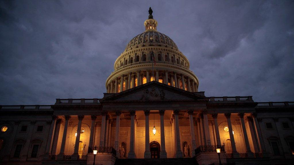 US Capitol at night