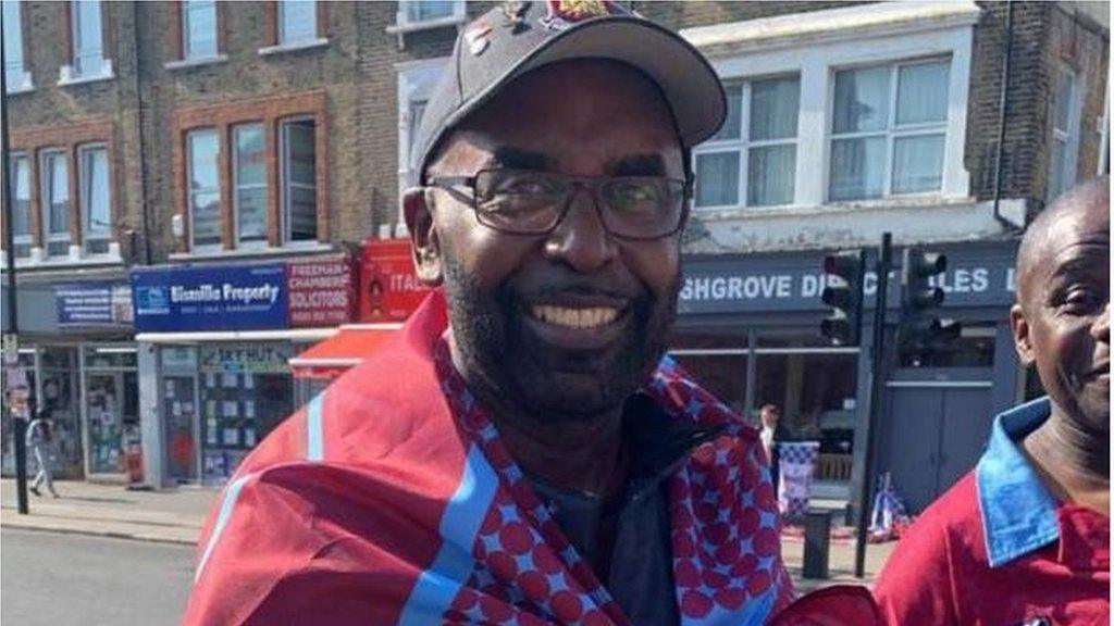 West Ham supporter at the trophy parade