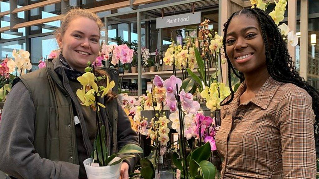 Sarah Makin and Shanequa with plants