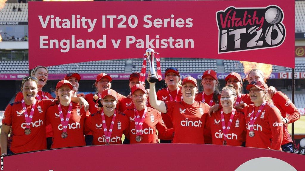 England celebrate T20 series win