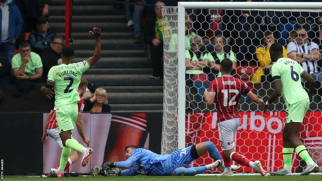 Alex Palmer makes a save for West Bromwich Albion against Bristol City