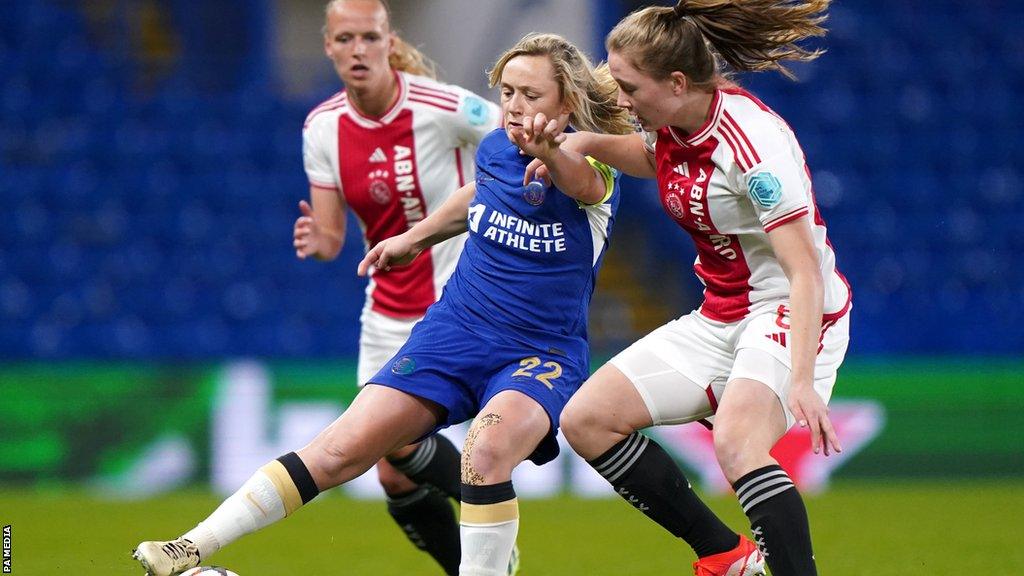 Erin Cuthbert playing for Chelsea against Ajax