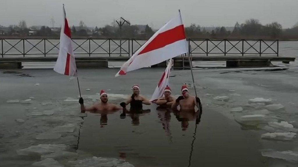 Opposition flag in ice bath