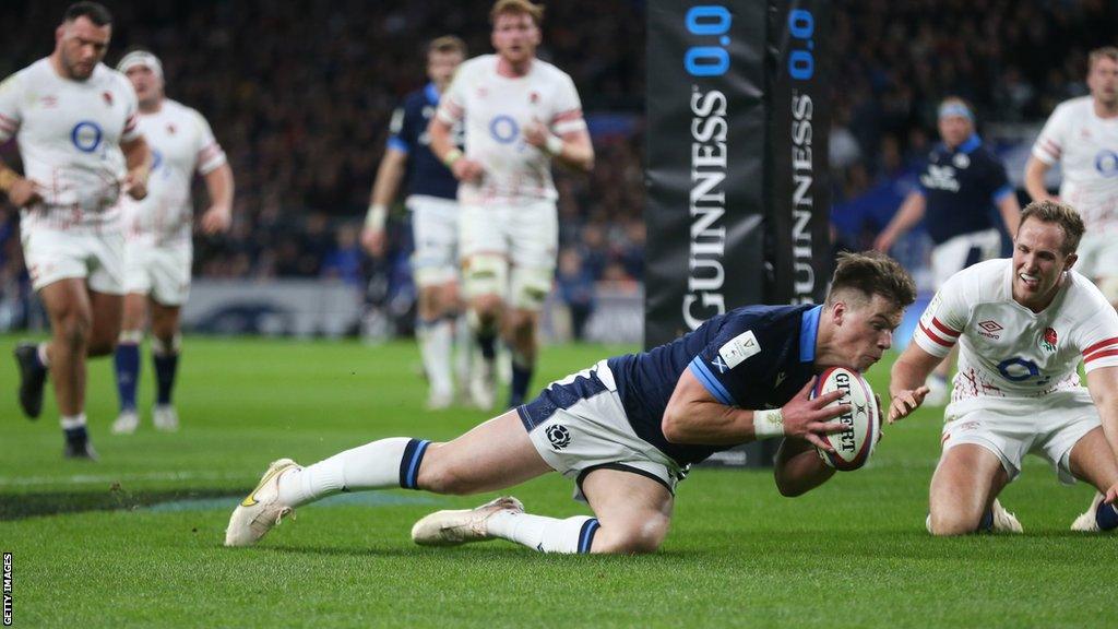 Huw Jones scored Scotland's opening try in the win over England at Twickenham