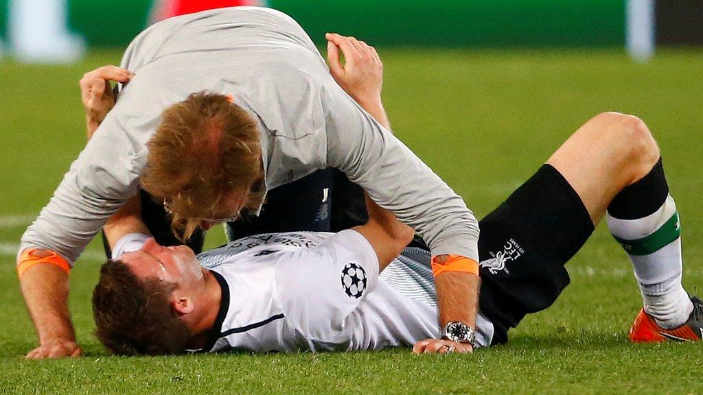 Jurgen Klopp celebrates with James Milner