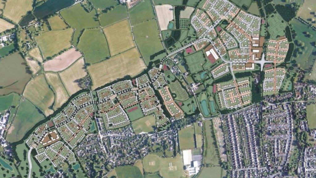 An aerial image of the Staplegrove development plans