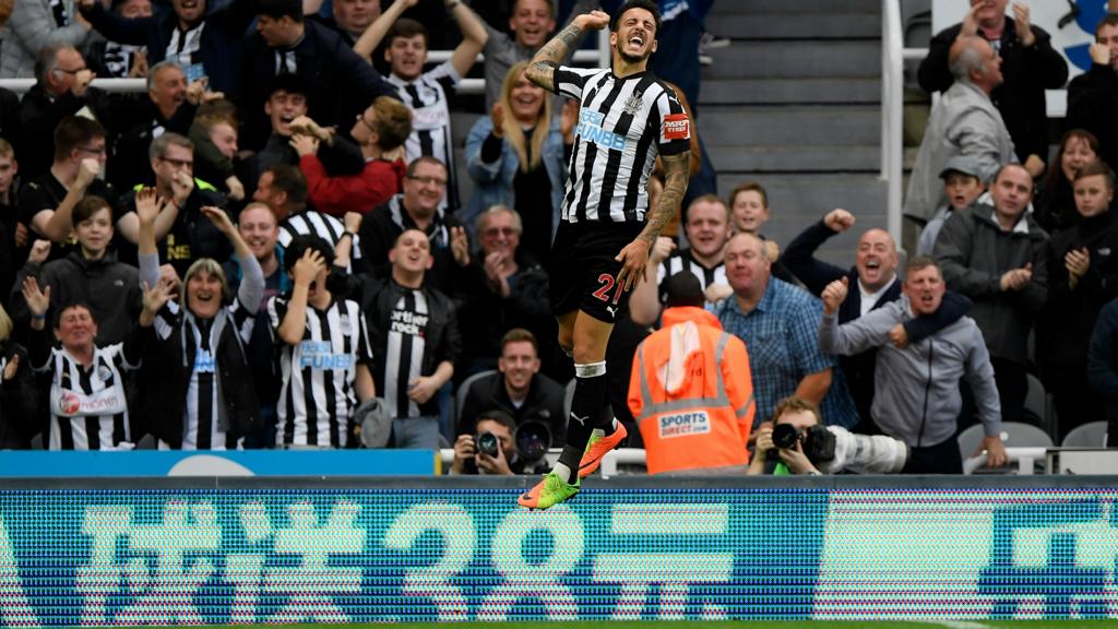 Newcastle's Joselu celebrates