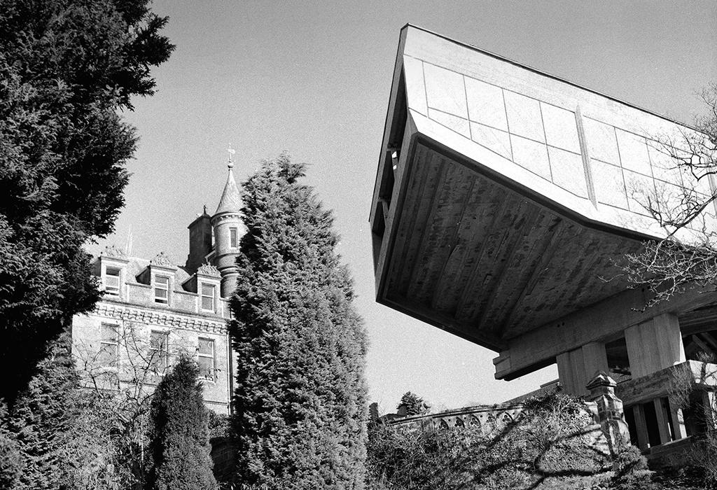 The modernist extension to St Peter's College, with Kilmahew House alongside