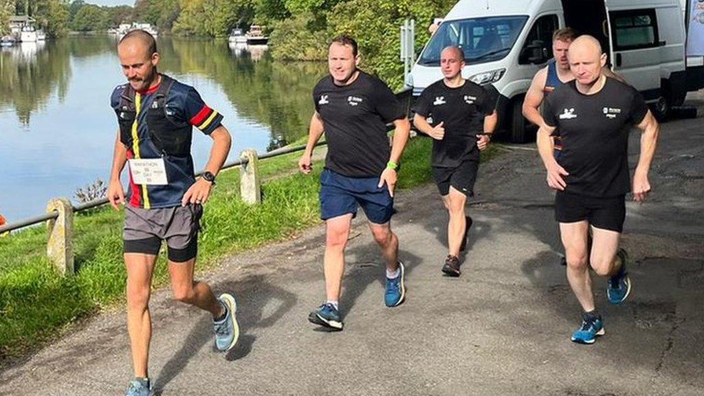 L/Cpl Luke Grainger running alongside fellow ranks