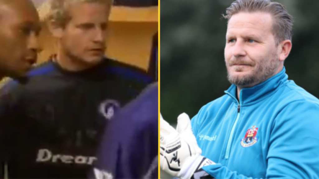 Danny Potter in Dream Team (left) and as Sudbury's goalkeeper coach