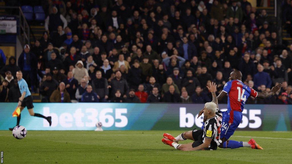 Jean-Philippe Mateta scores against Crystal Palace