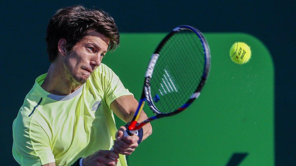 Aljaz Bedene in action at the Miami Open