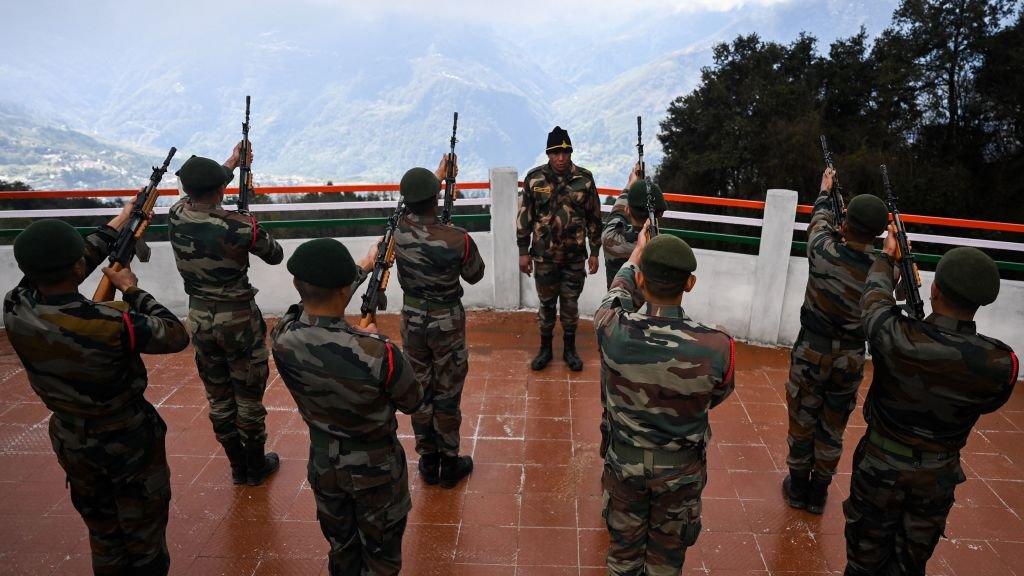 Indian soldiers prepare for drill in Tawang, Arunachal Pradesh