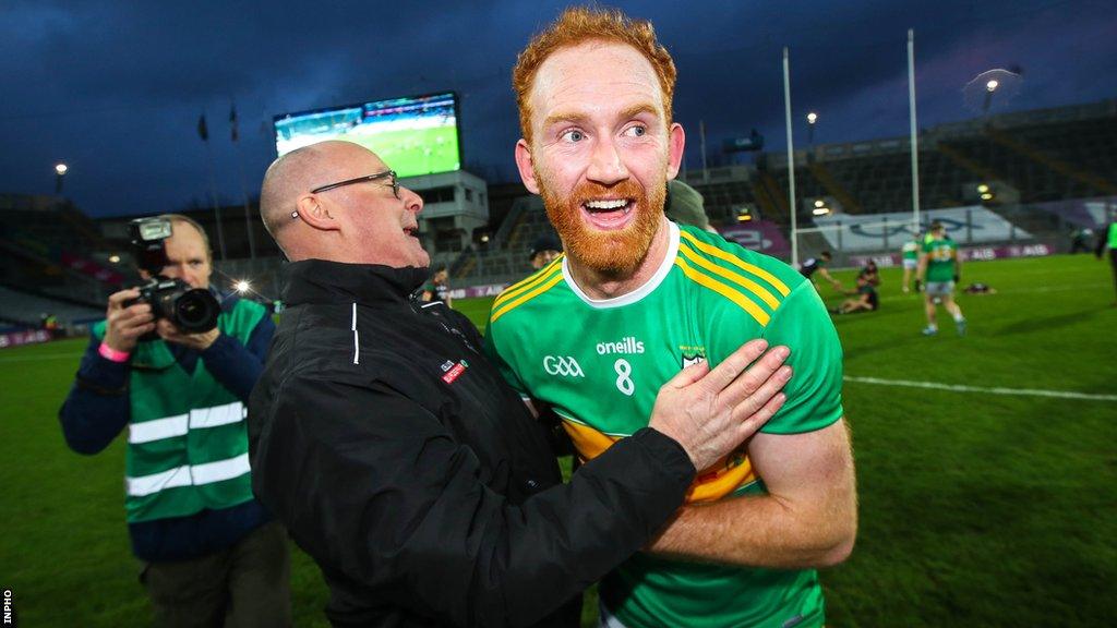 Conor Glass celebrates with Malachy O'Rourke