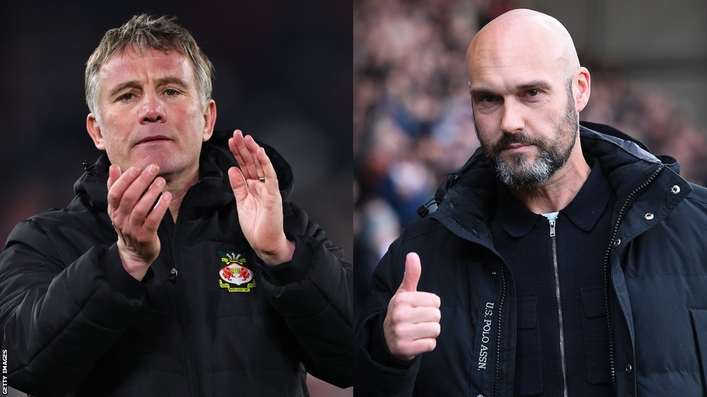 Split image of Wrexham boss Phil Parkinson and Notts County boss Luke Williams