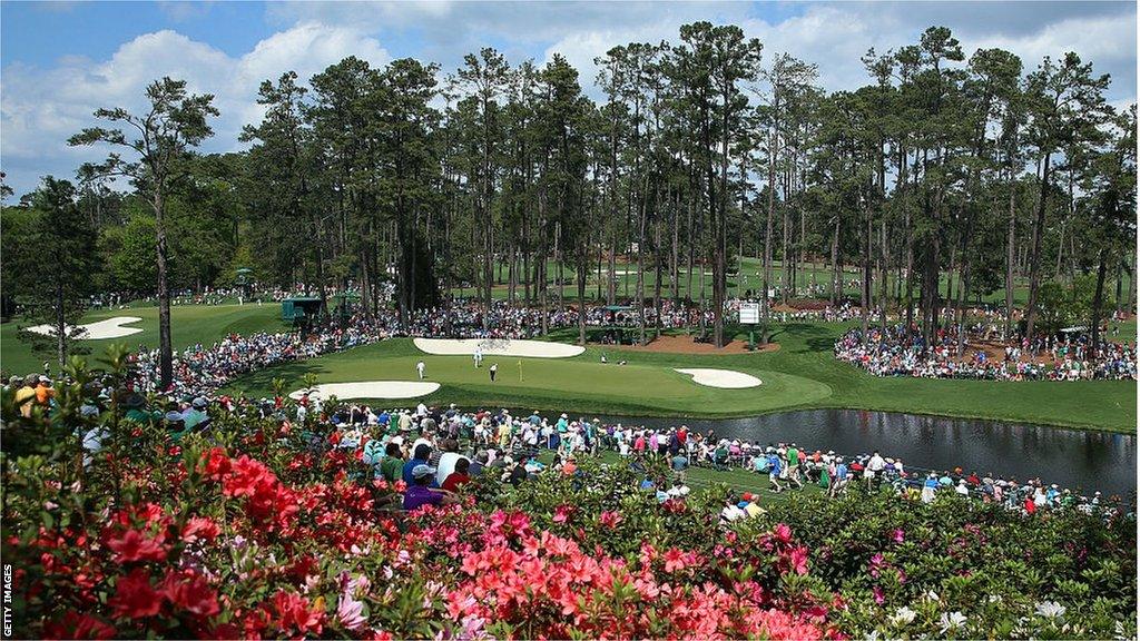 A general view of the 16th green at the Augusta National