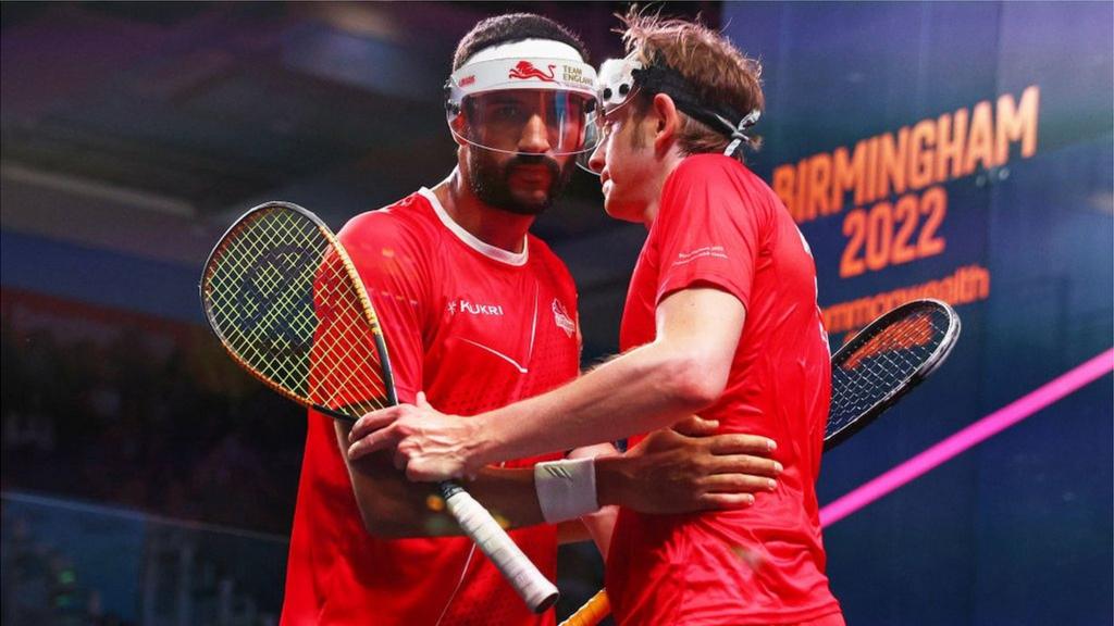 Squash players James Willstrop and Declan James of England