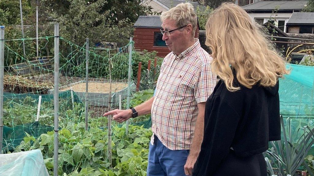 John Falla at his allotment plot in Peebles.