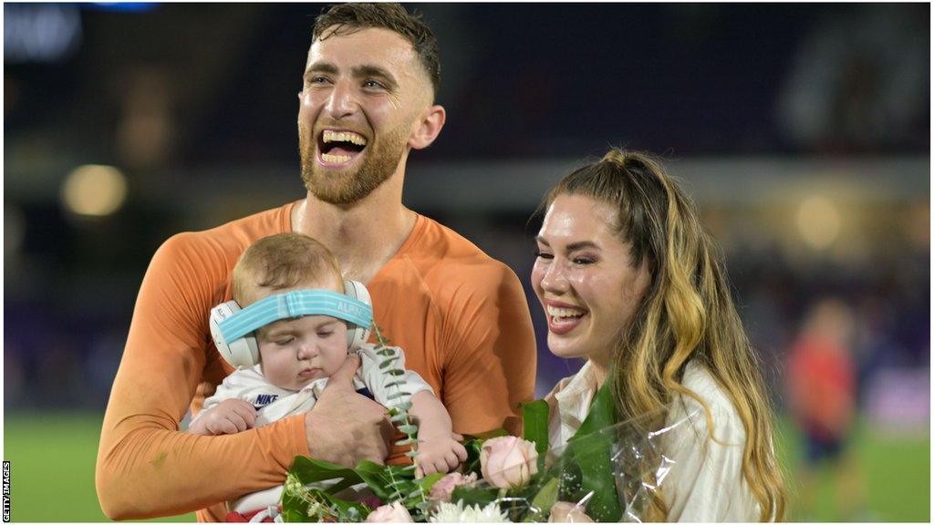 Matt Turner with wife Ashley and son Easton.