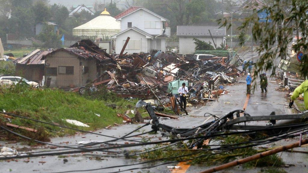 Collapsed homes in Chiba