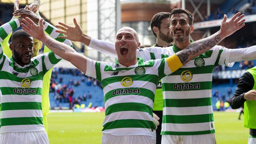 Scott Brown celebrates at Ibrox